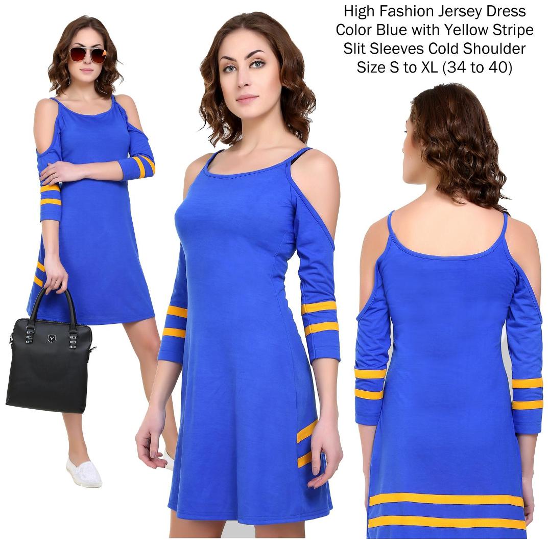 

Chrome Coral Blue Solid A-line dress