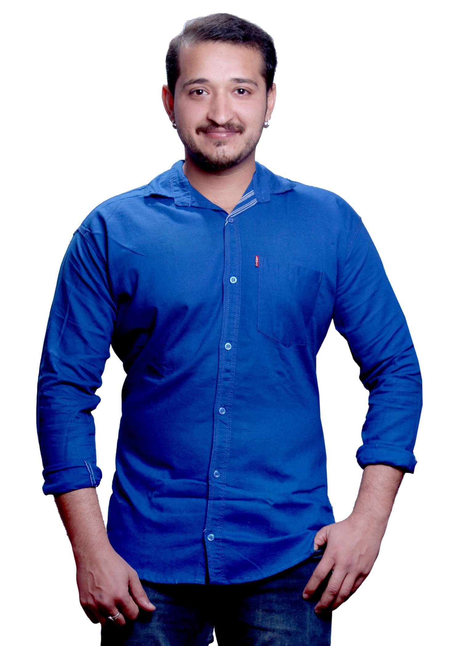 

FASHLOOK Men Blue Solid Slim Fit Casual Shirt