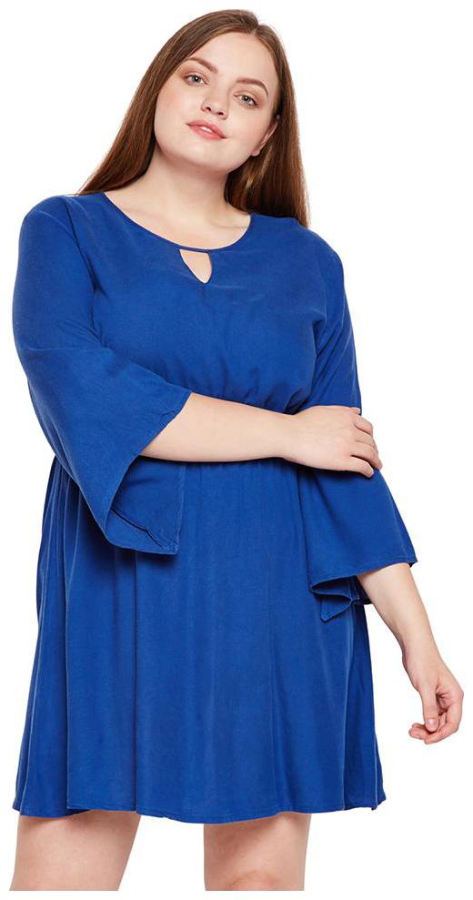 

OXOLLOXO Blue Solid A-line dress