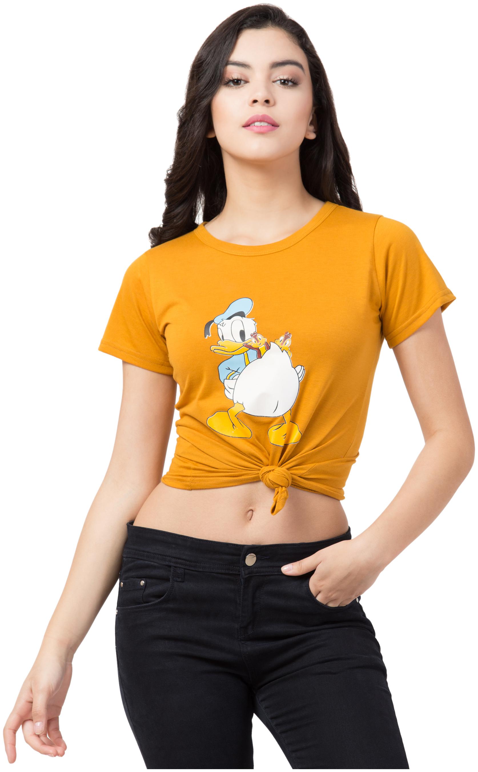 

DEEPMAYRA COLLECTION Women Mustard Regular fit Round neck Blended T shirt