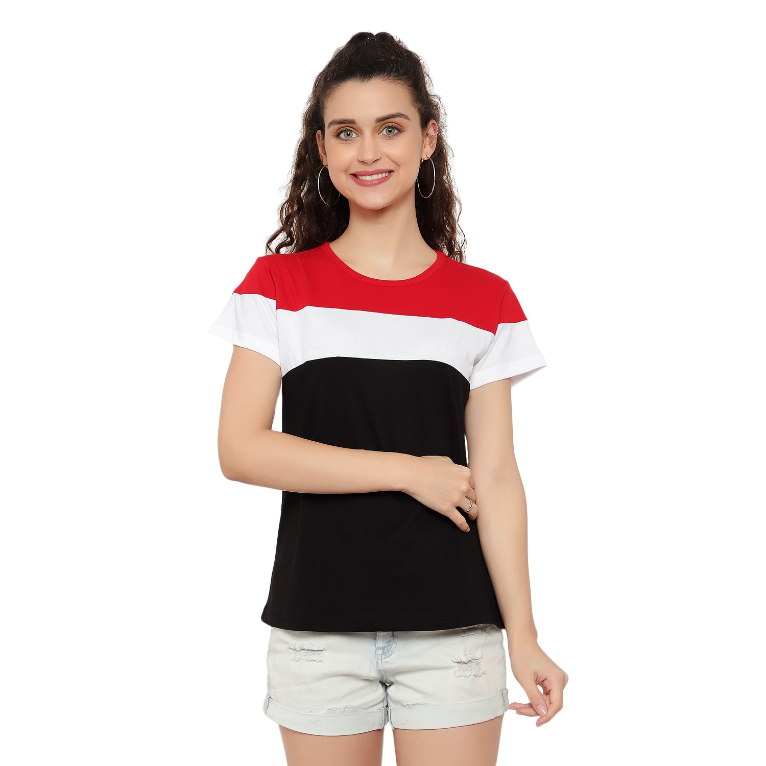 

DEEPMAYRA COLLECTION Women Multi Regular fit Round neck Cotton T shirt