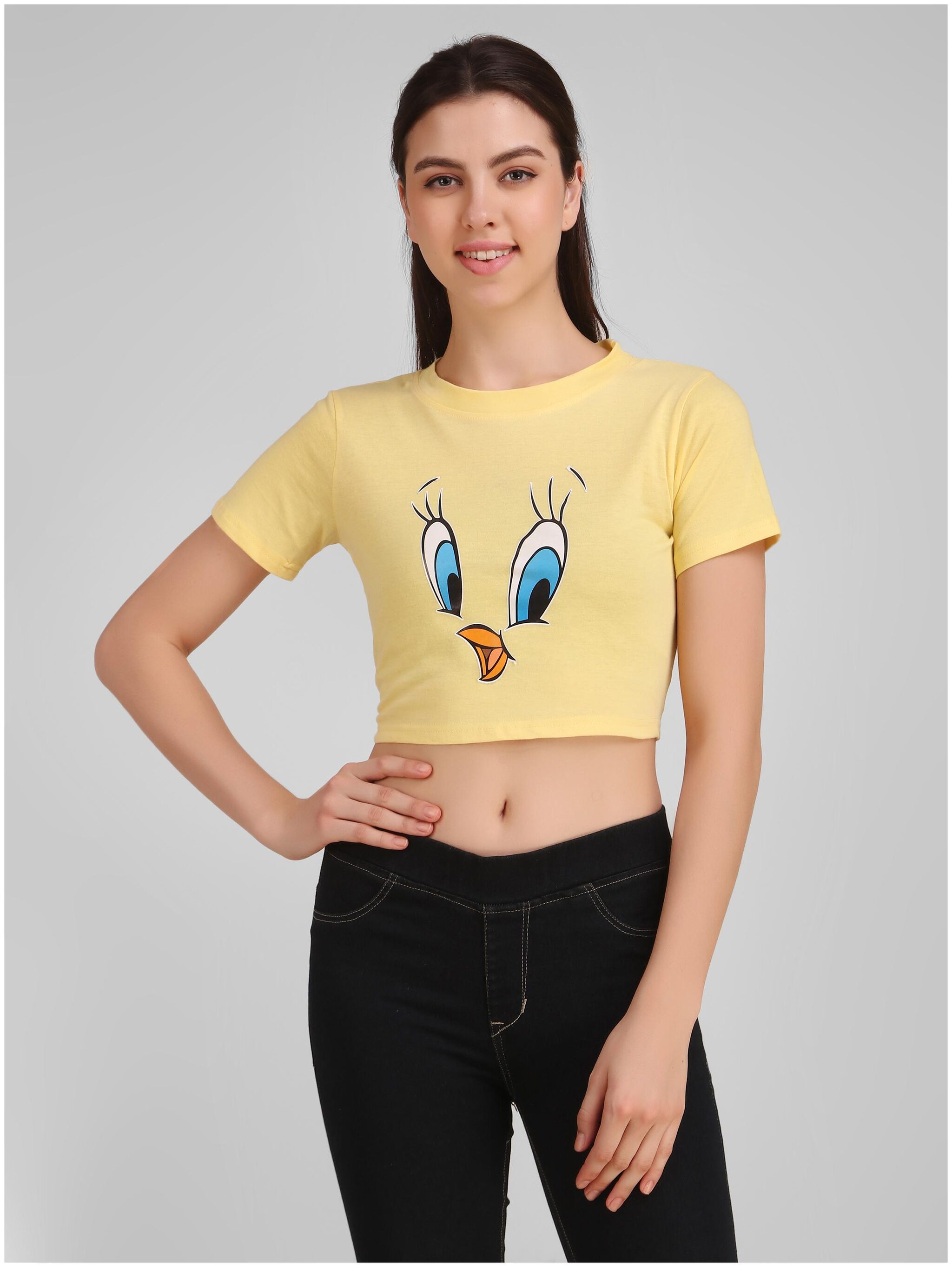 

DEEPMAYRA COLLECTION Women Yellow Regular fit Round neck Blended T shirt