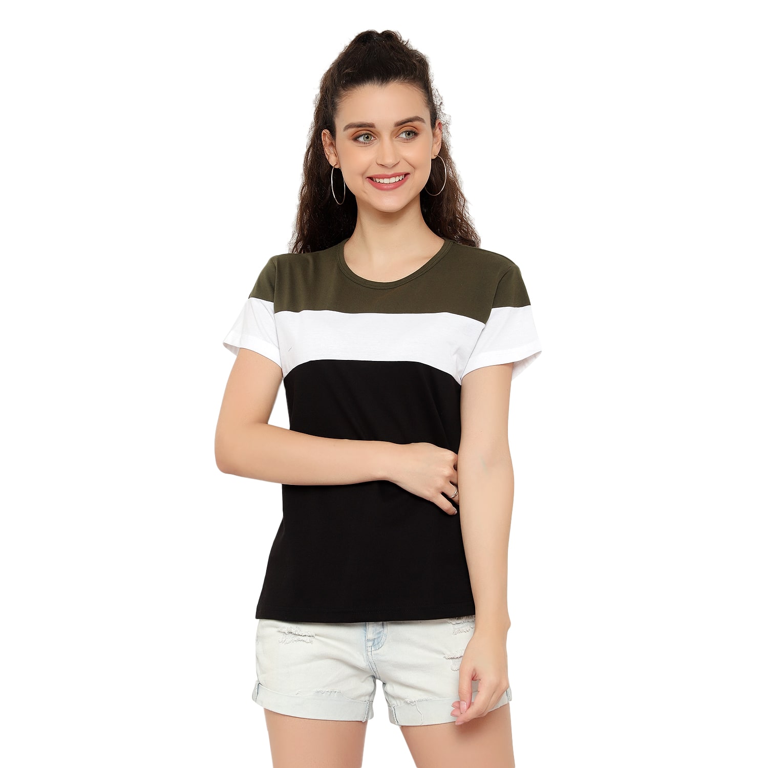 

DEEPMAYRA COLLECTION Women Multi Regular fit Round neck Cotton T shirt