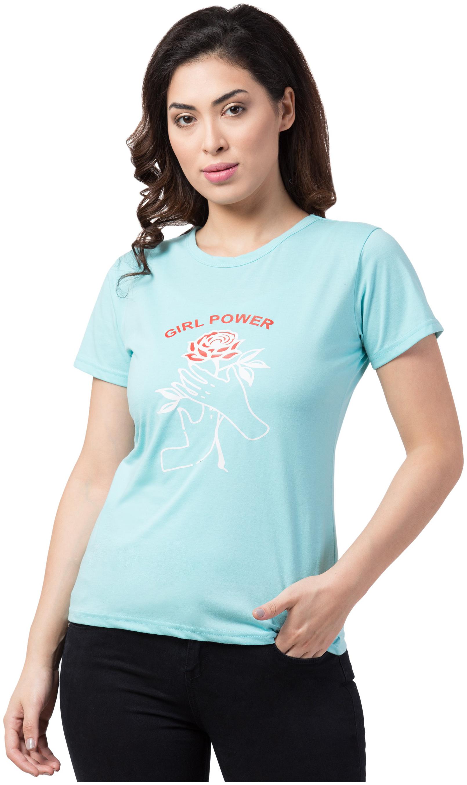 

DEEPMAYRA COLLECTION Women Blue Regular fit Round neck Blended T shirt