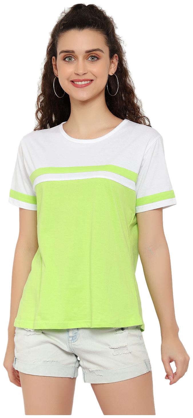 

DEEPMAYRA COLLECTION Women Green White Regular fit Round neck Cotton T shirt