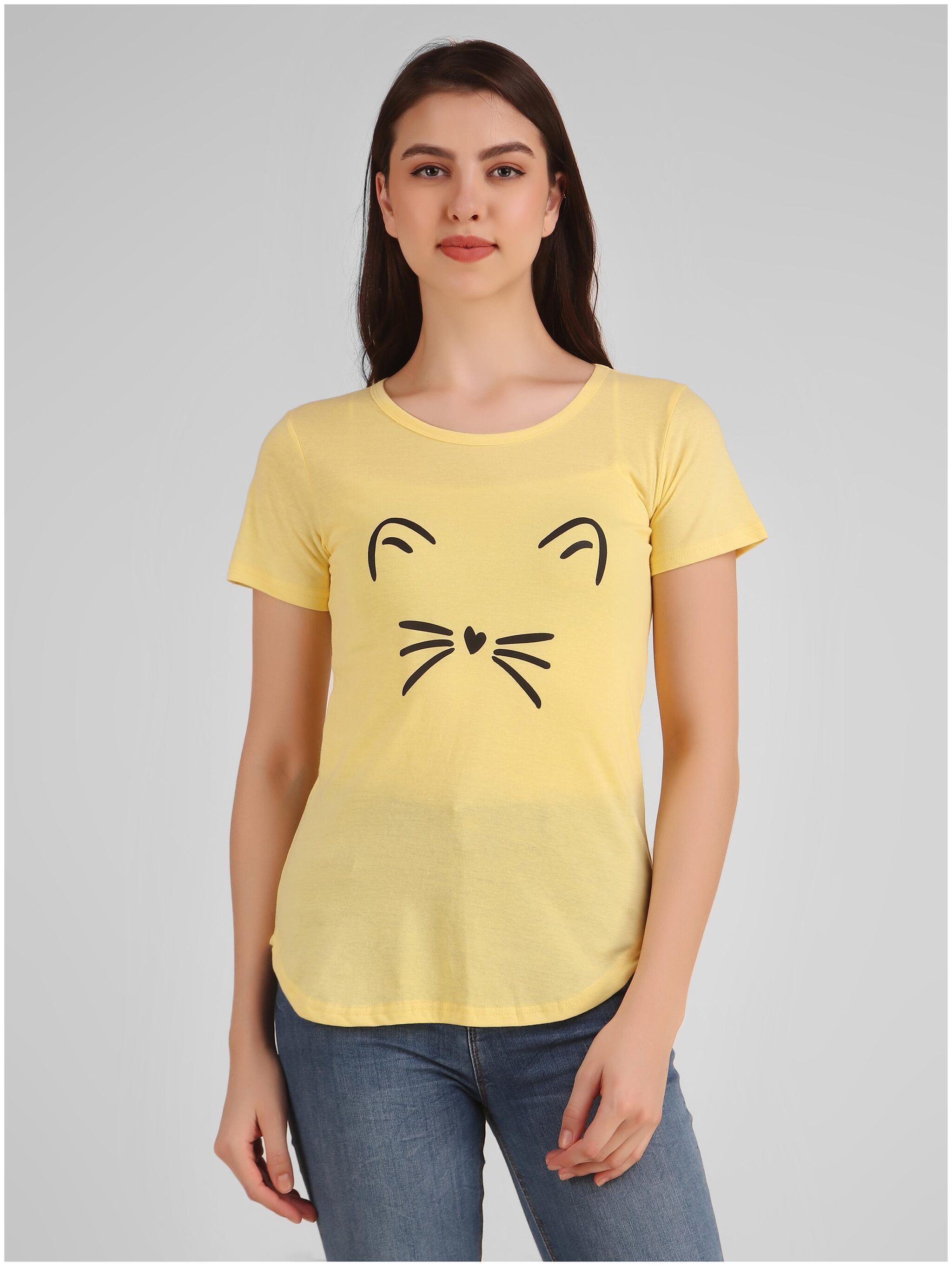 

DEEPMAYRA COLLECTION Women Yellow Regular fit Round neck Blended T shirt