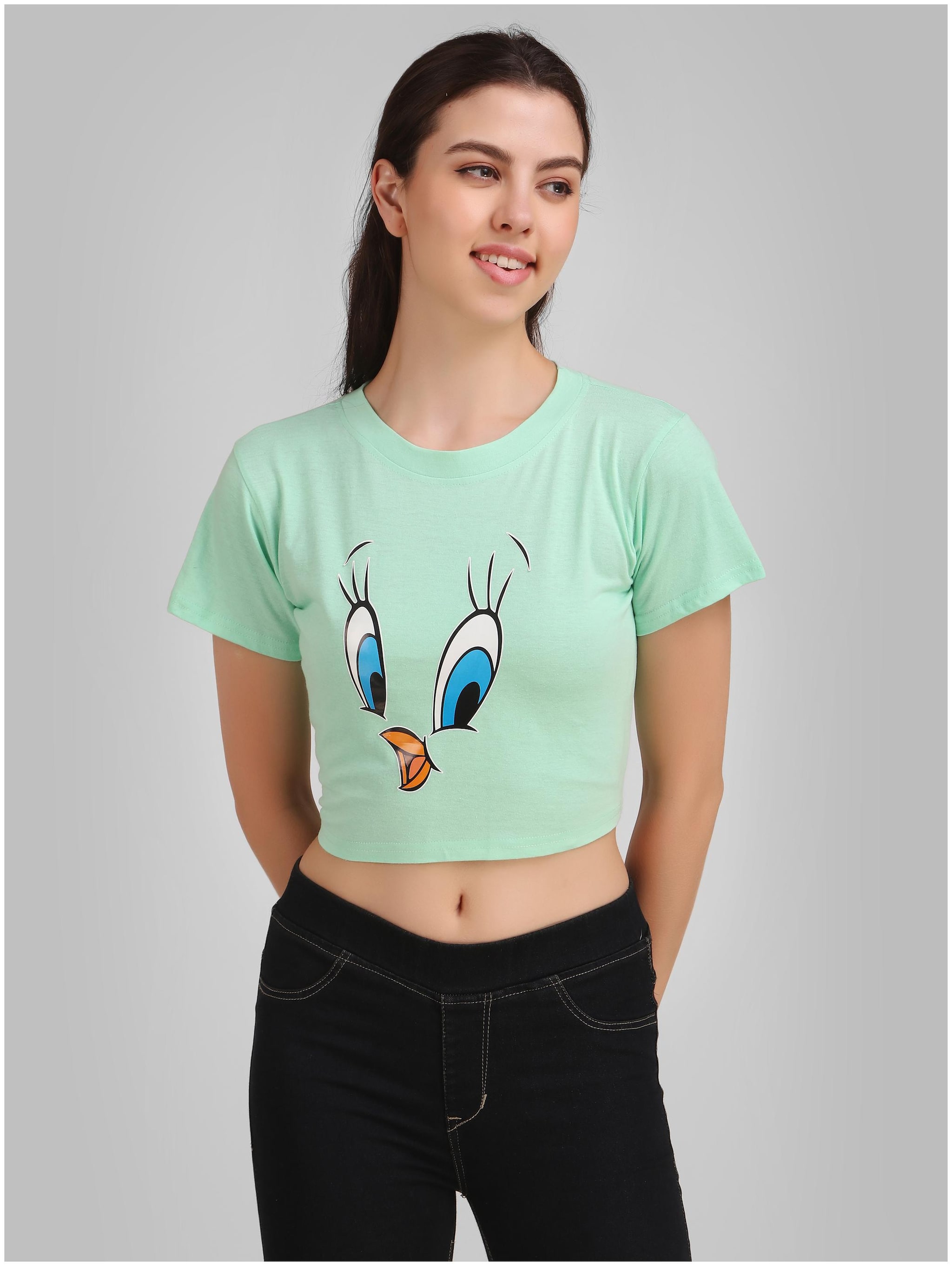 

DEEPMAYRA COLLECTION Women Green Regular fit Round neck Blended T shirt