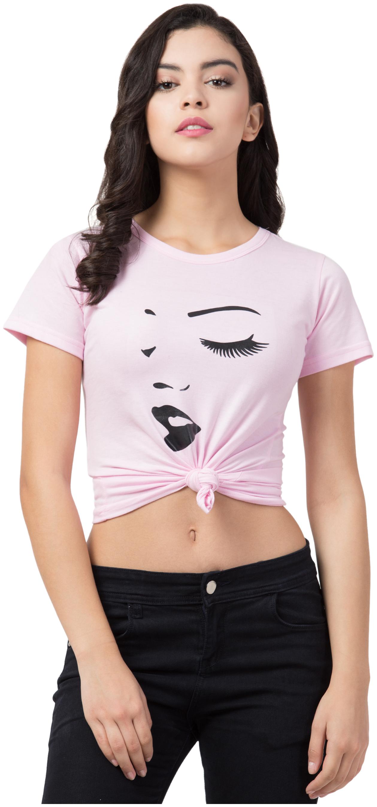 

DEEPMAYRA COLLECTION Women Pink Regular fit Round neck Blended T shirt
