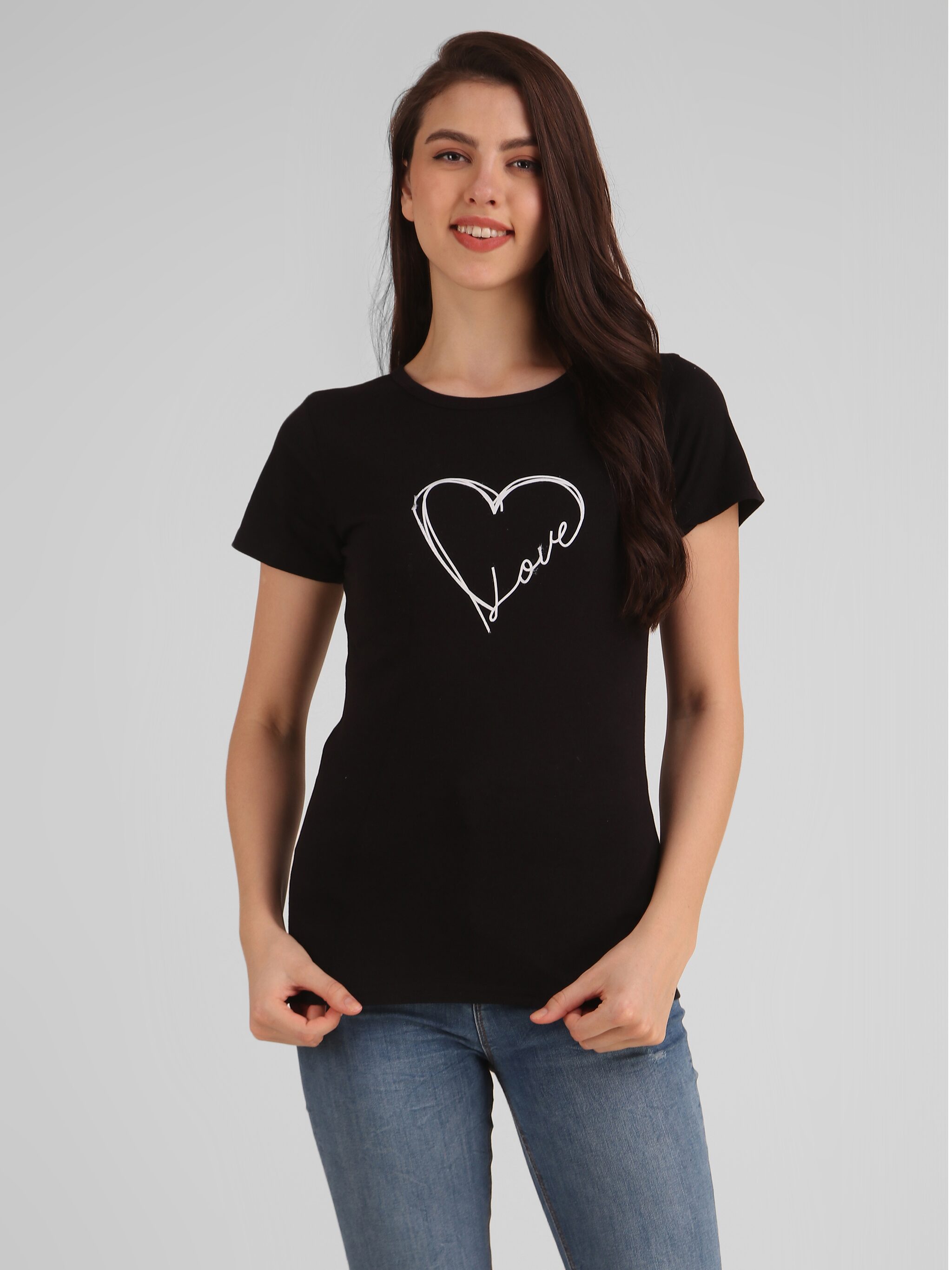 

DEEPMAYRA COLLECTION Women Black Regular fit Round neck Blended T shirt