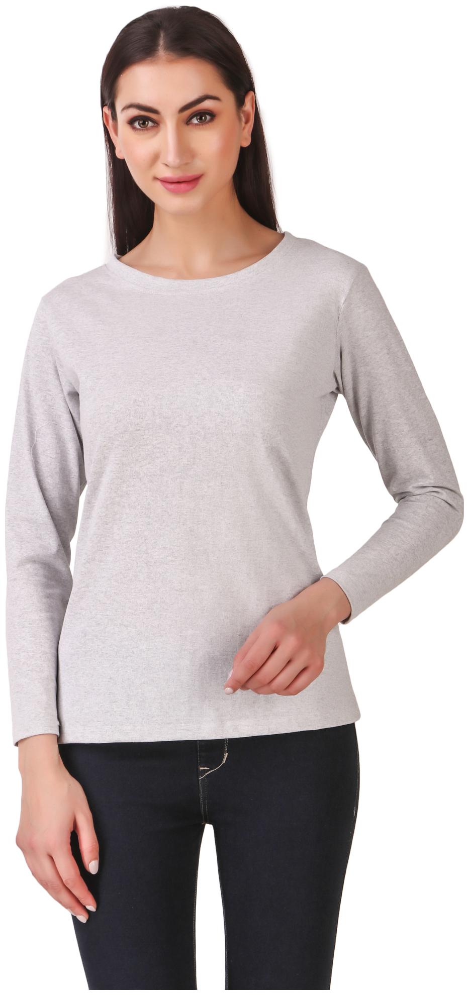 

DEEPMAYRA COLLECTION Women Grey Regular fit Round neck Blended T shirt