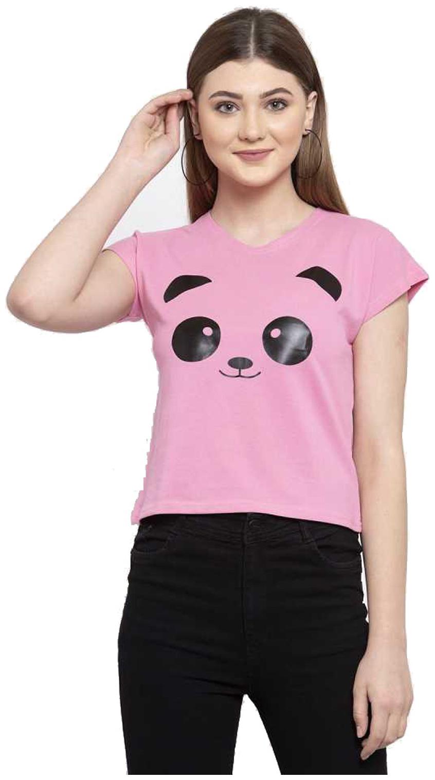 

DEEPMAYRA COLLECTION Women Pink Regular fit Round neck Blended T shirt