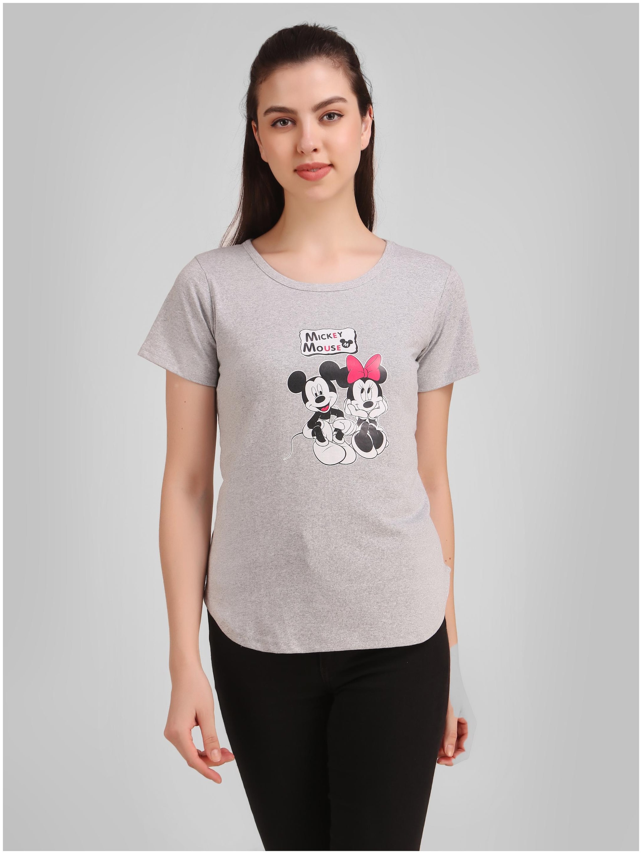 

DEEPMAYRA COLLECTION Women Grey Regular fit Round neck Blended T shirt