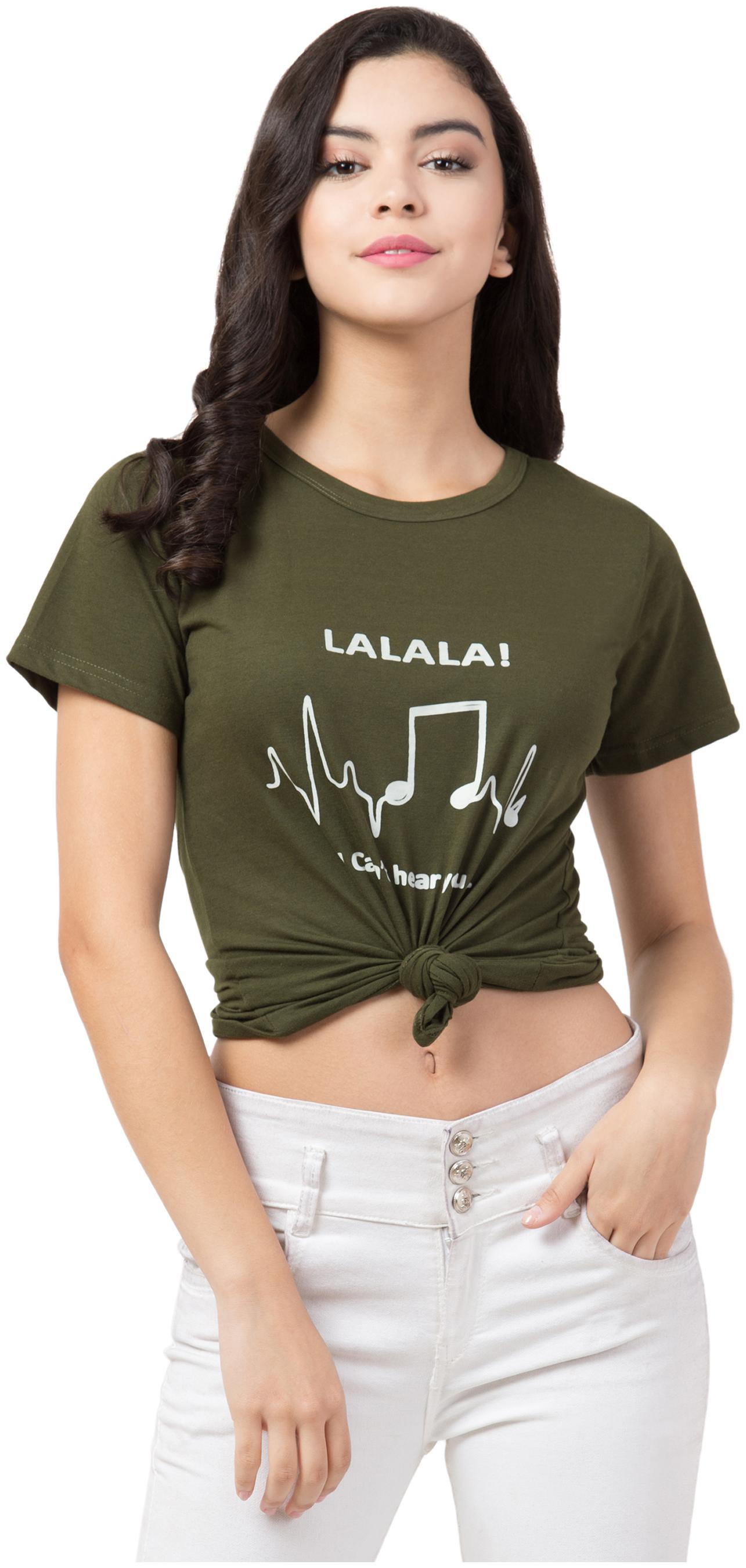 

DEEPMAYRA COLLECTION Women Green Regular fit Round neck Blended T shirt