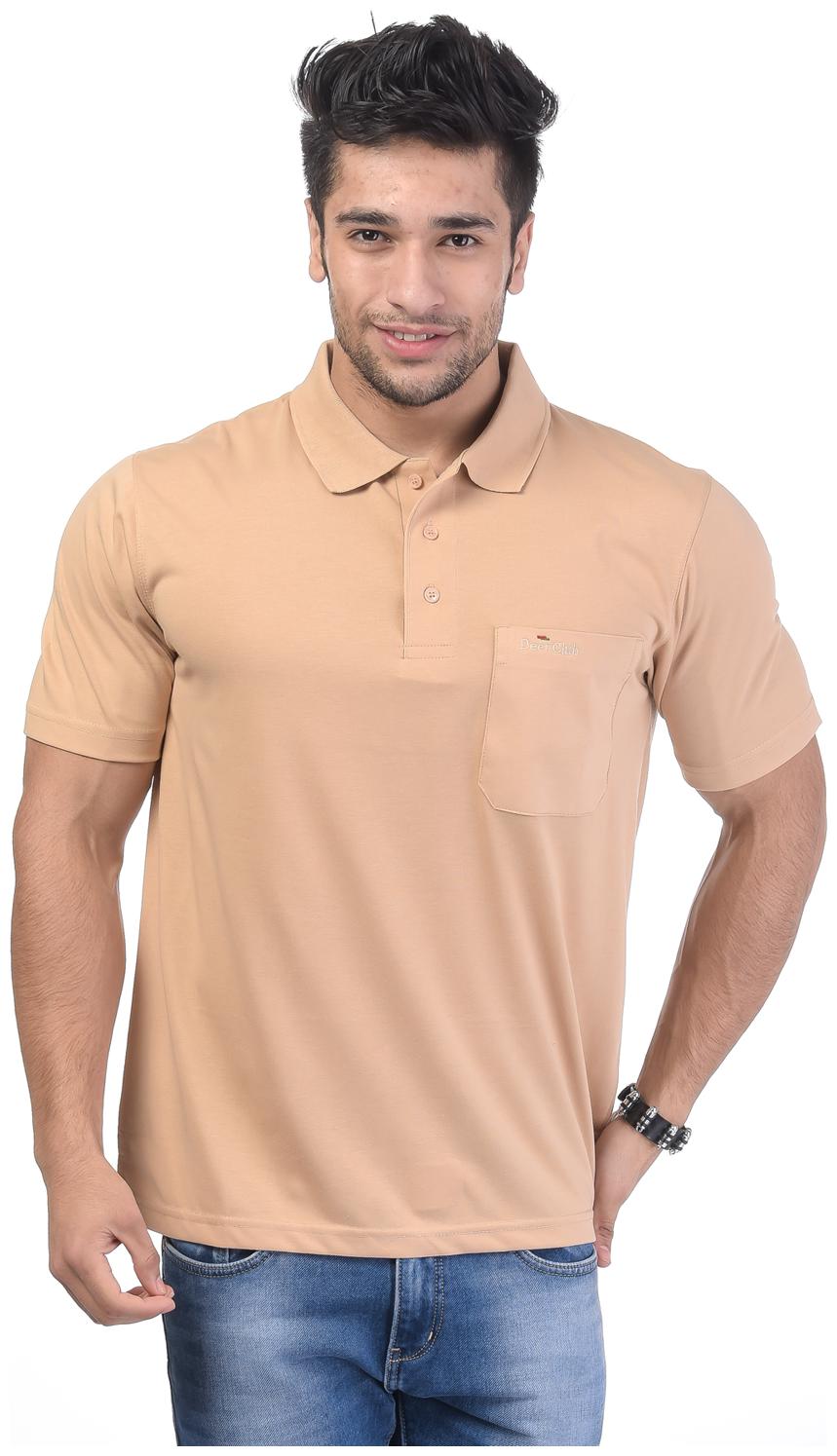 

DEER CLUB Men Beige Regular fit Cotton Blend Polo collar T-Shirt - Pack Of 1