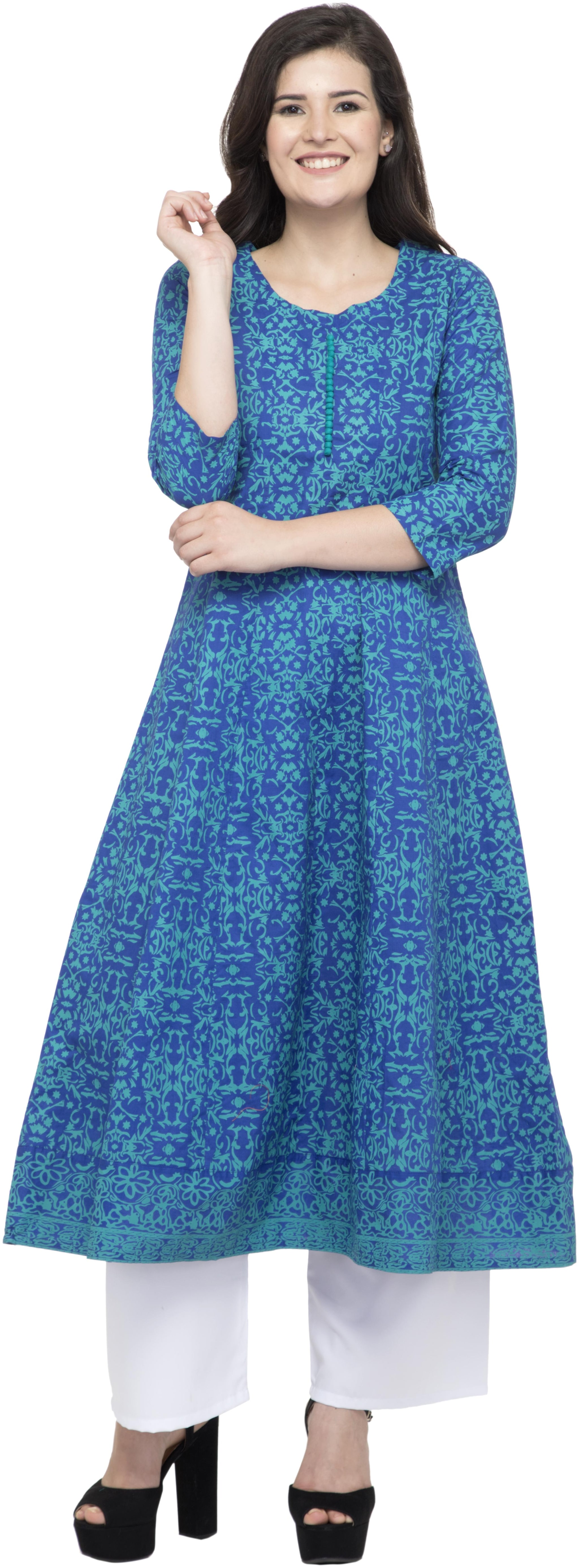 

Dege Women Blue Printed Anarkali Kurta