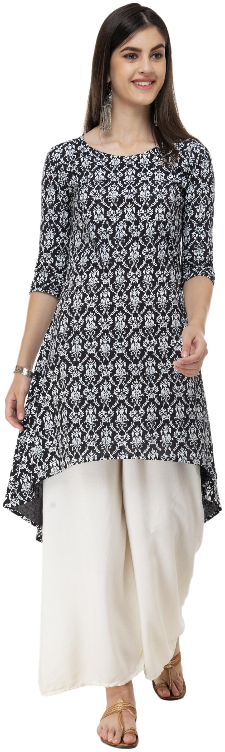 

Dege Women Black Printed Assymetrical Kurta