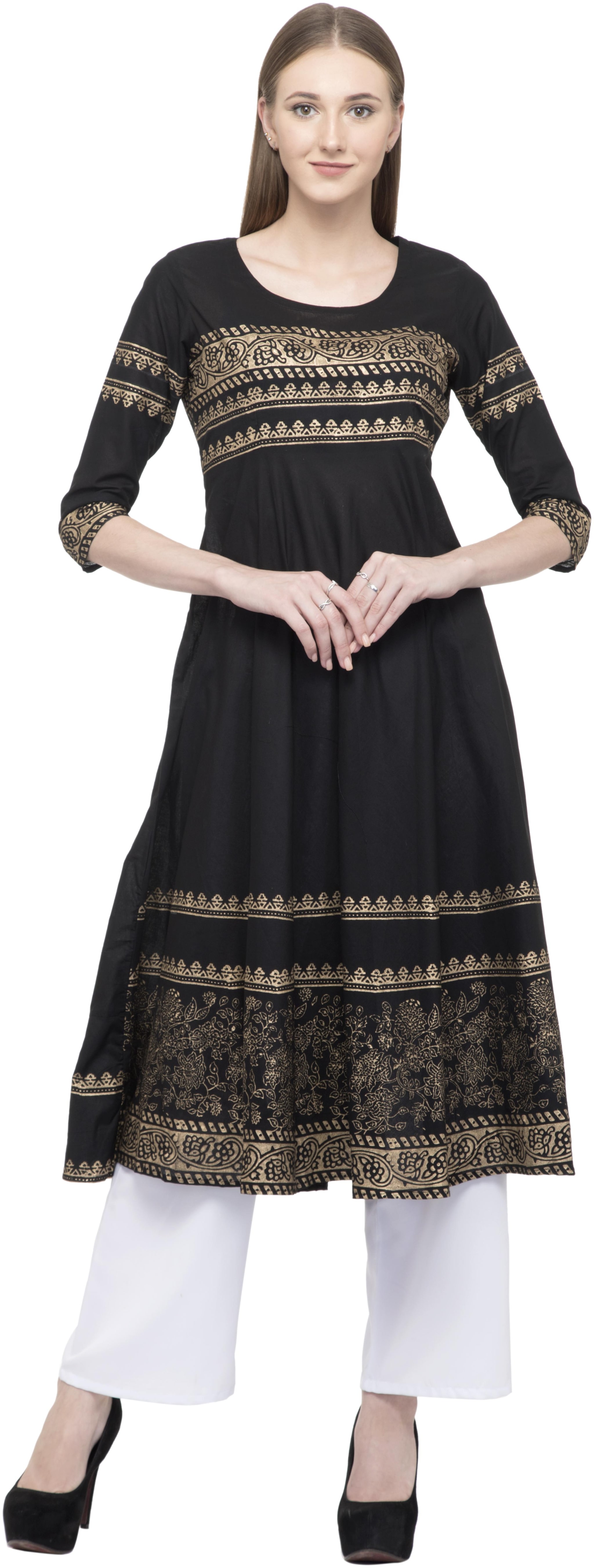 

Dege Women Black Printed Anarkali Kurta
