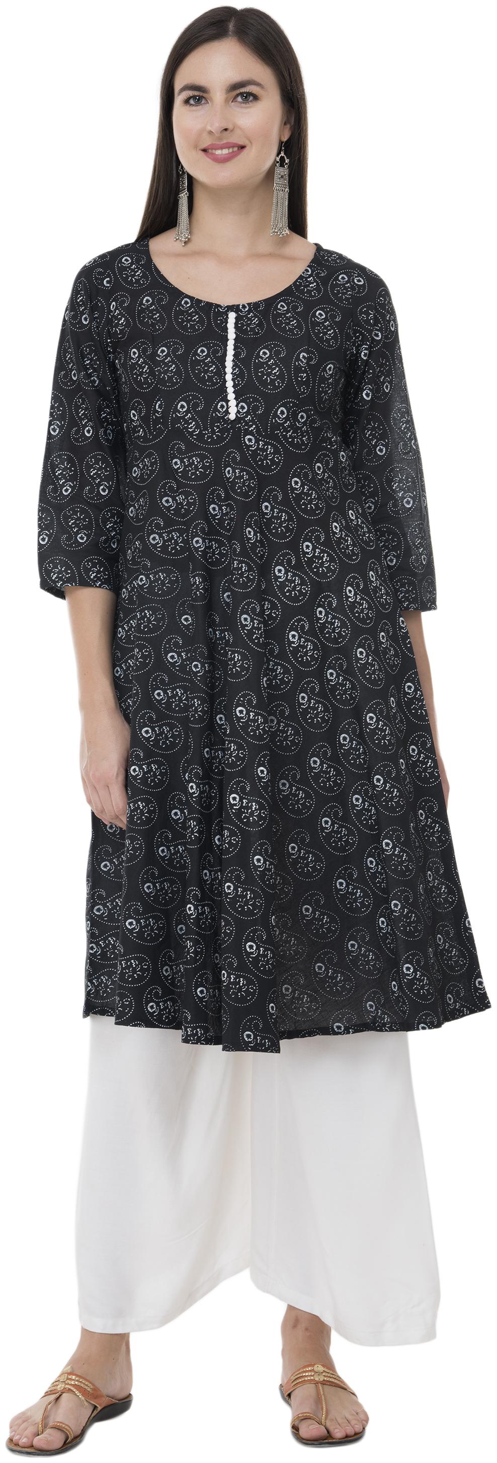 

Dege Women Black Printed Anarkali Kurta