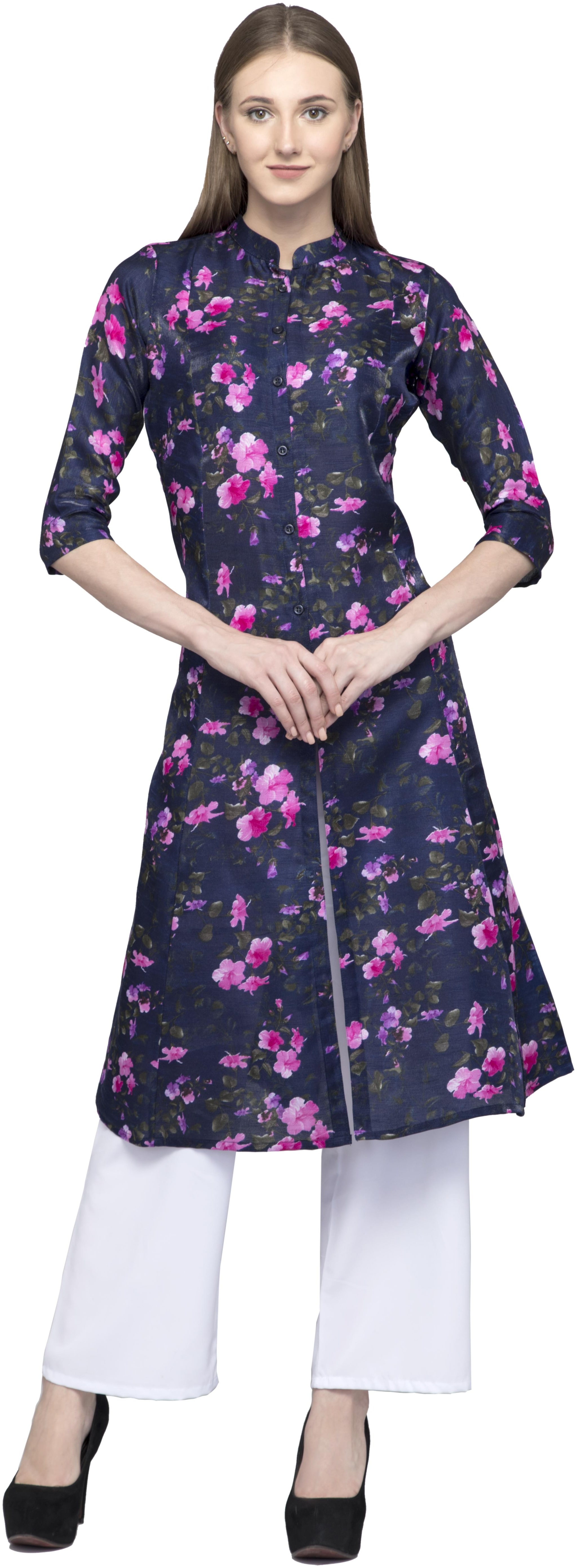 

Dege Women Silk A-Line Kurta -Blue