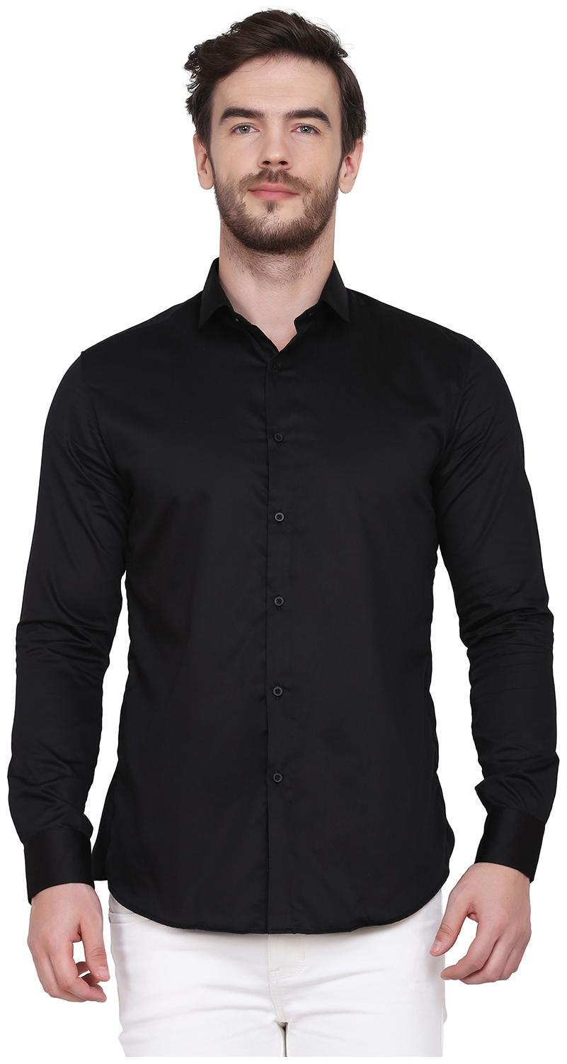 

Delan Men Black Solid Slim Fit Casual Shirt