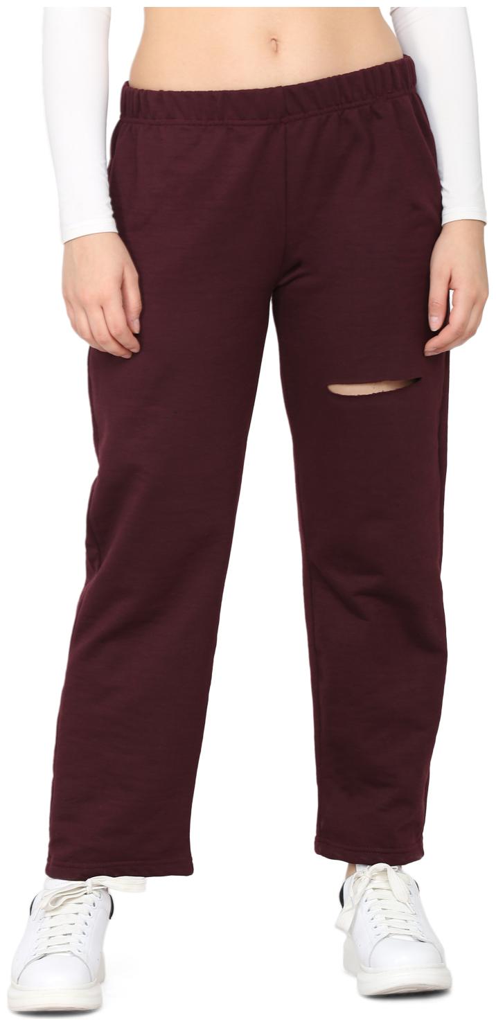 

Delan Women Cotton Solid Slim Fit Regular Trousers (Wine)