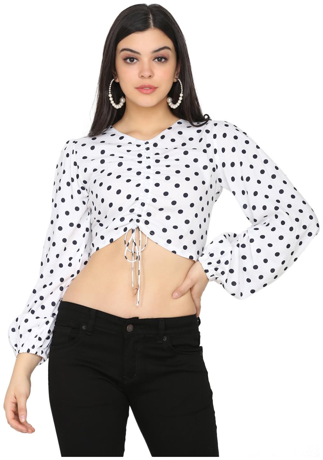 

Delan Women Polka dots Fusion top - White