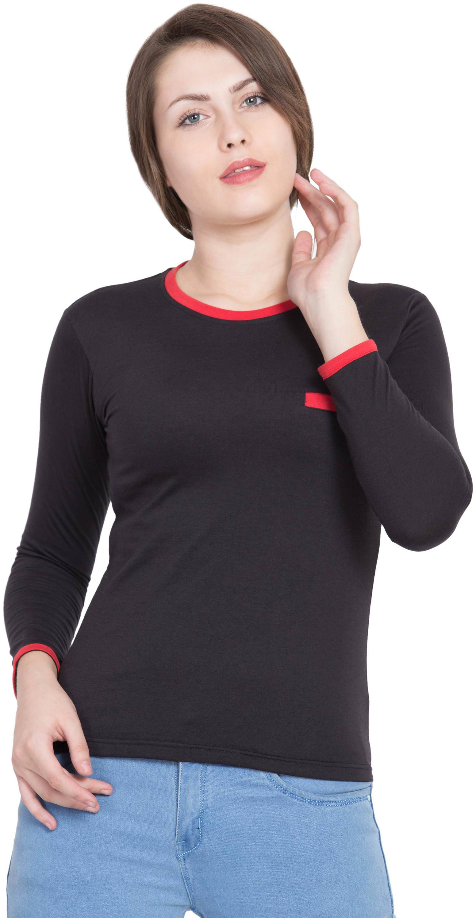 

Delux Look Women Black Regular fit Round neck Viscose rayon T shirt