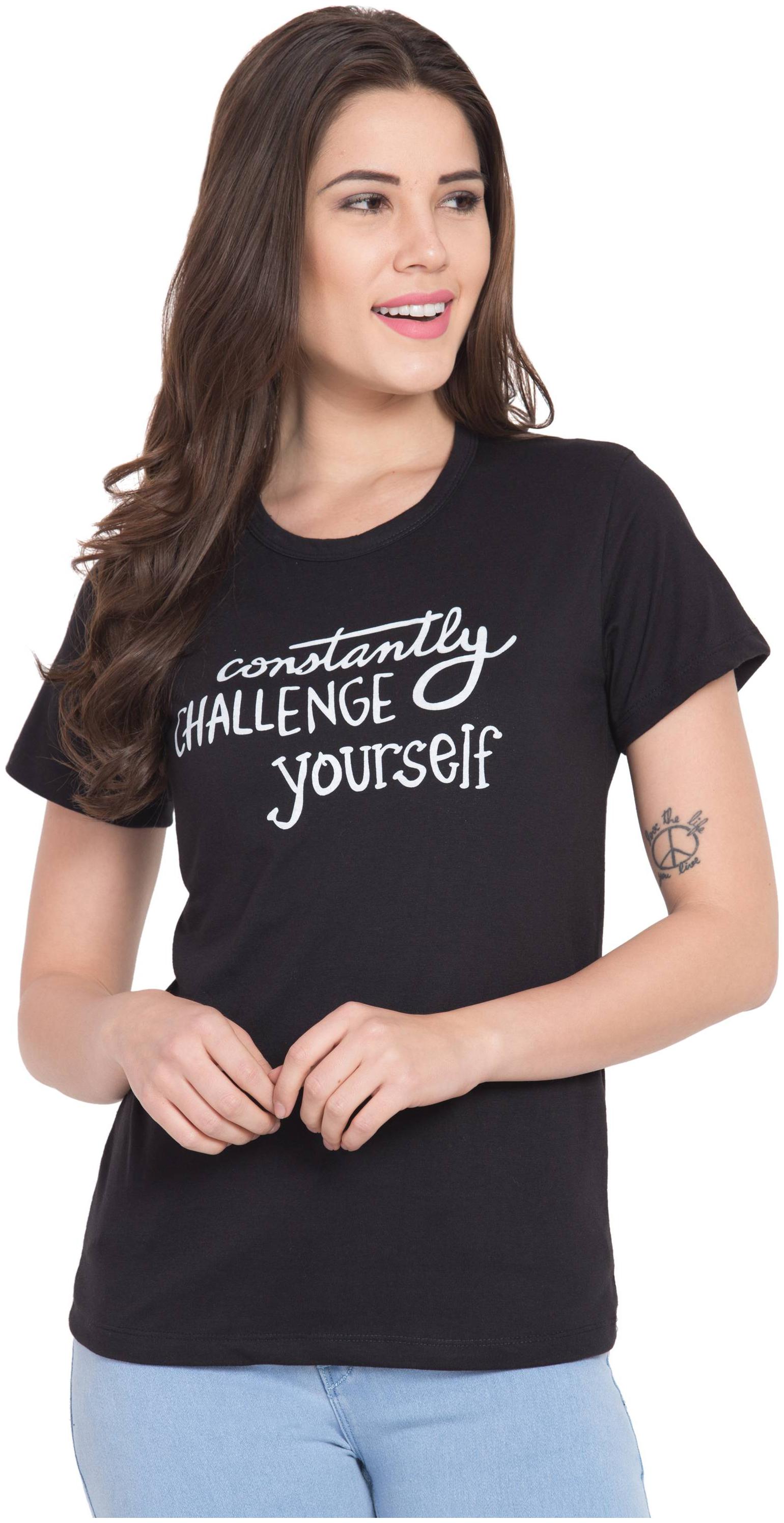 

Delux Look Women Black Regular fit Round neck Viscose rayon T shirt