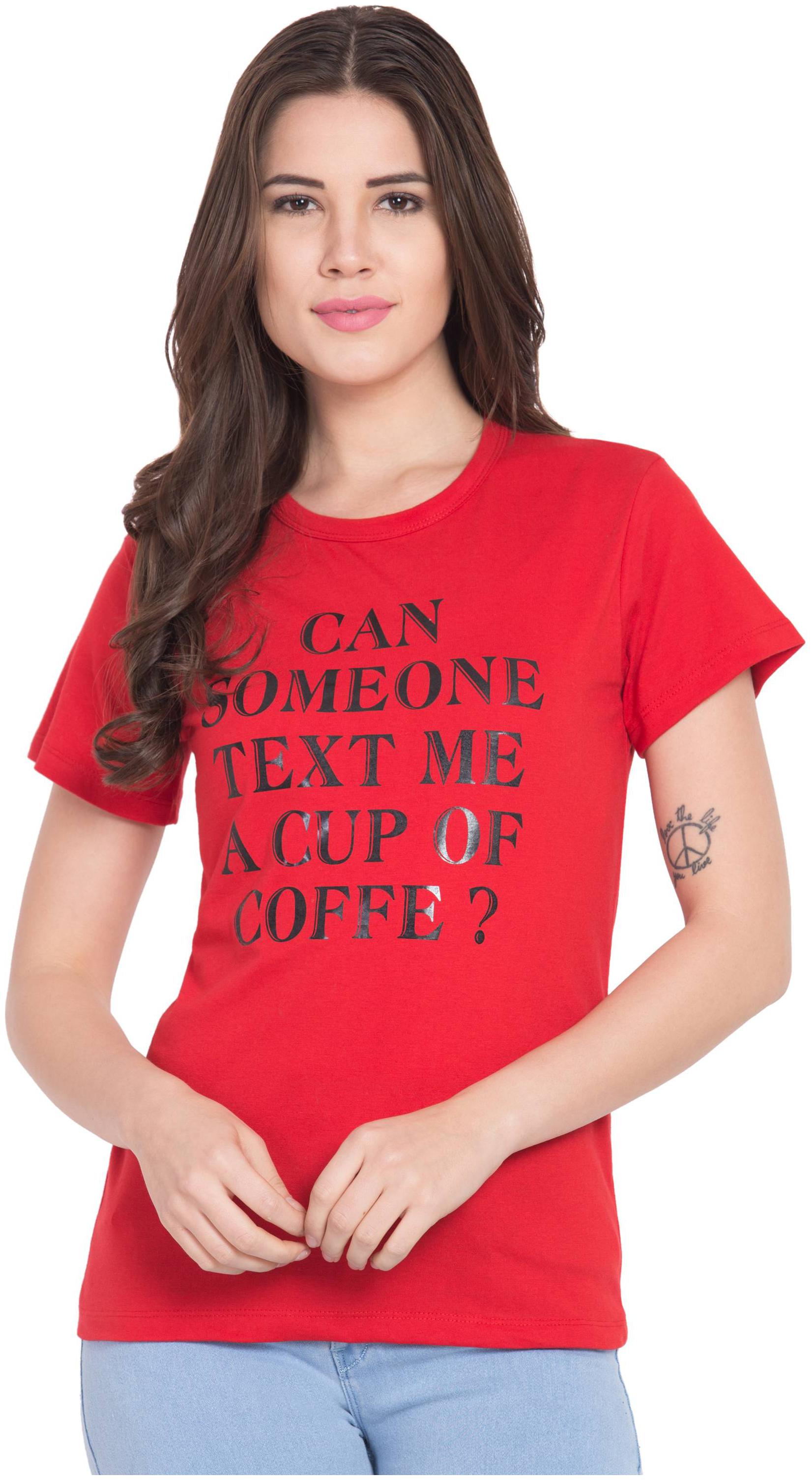 

Delux Look Women Red Regular fit Round neck Viscose rayon T shirt