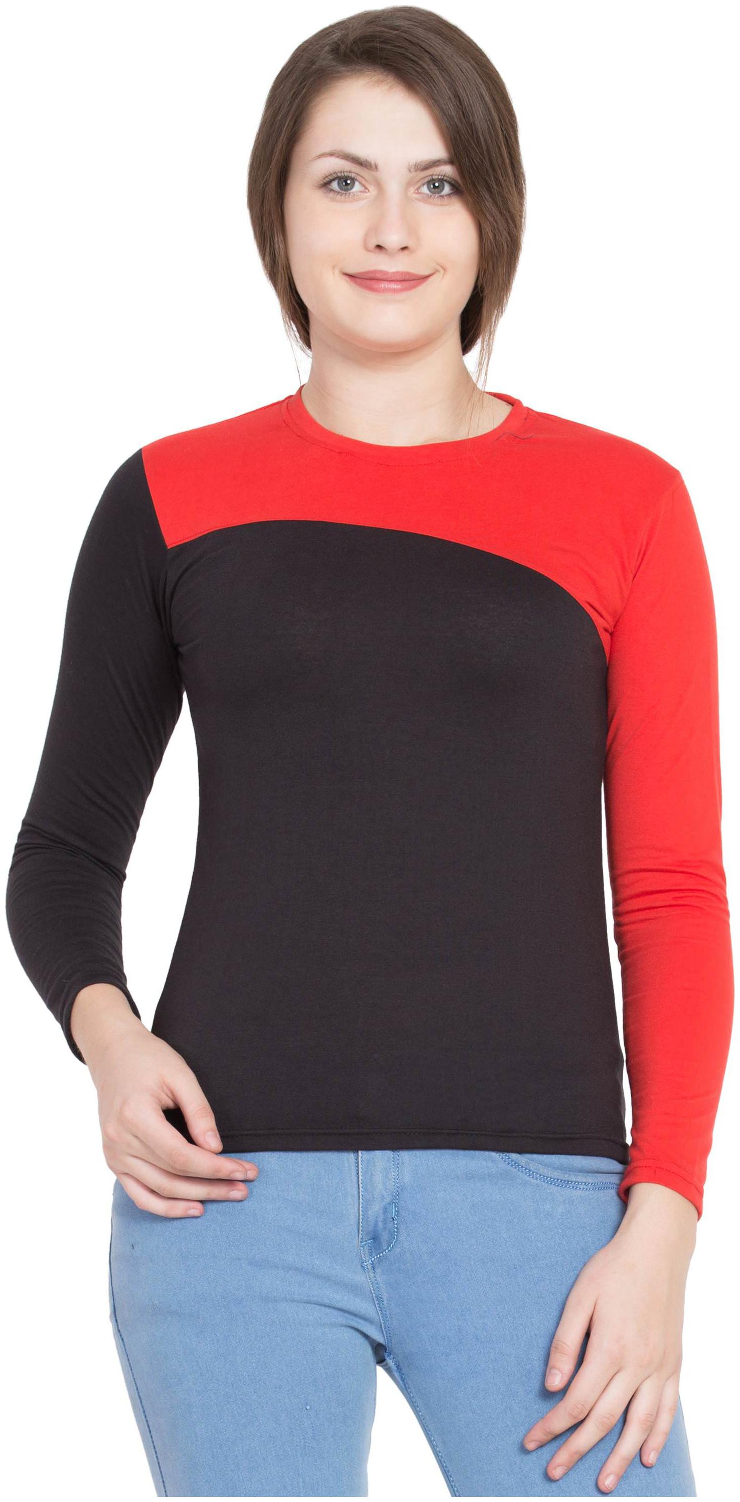 

Delux Look Women Black Regular fit Round neck Viscose rayon T shirt