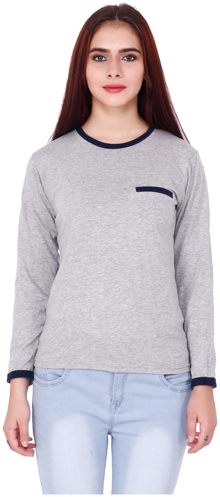 

Delux Look Women Grey Regular fit Round neck Viscose rayon T shirt