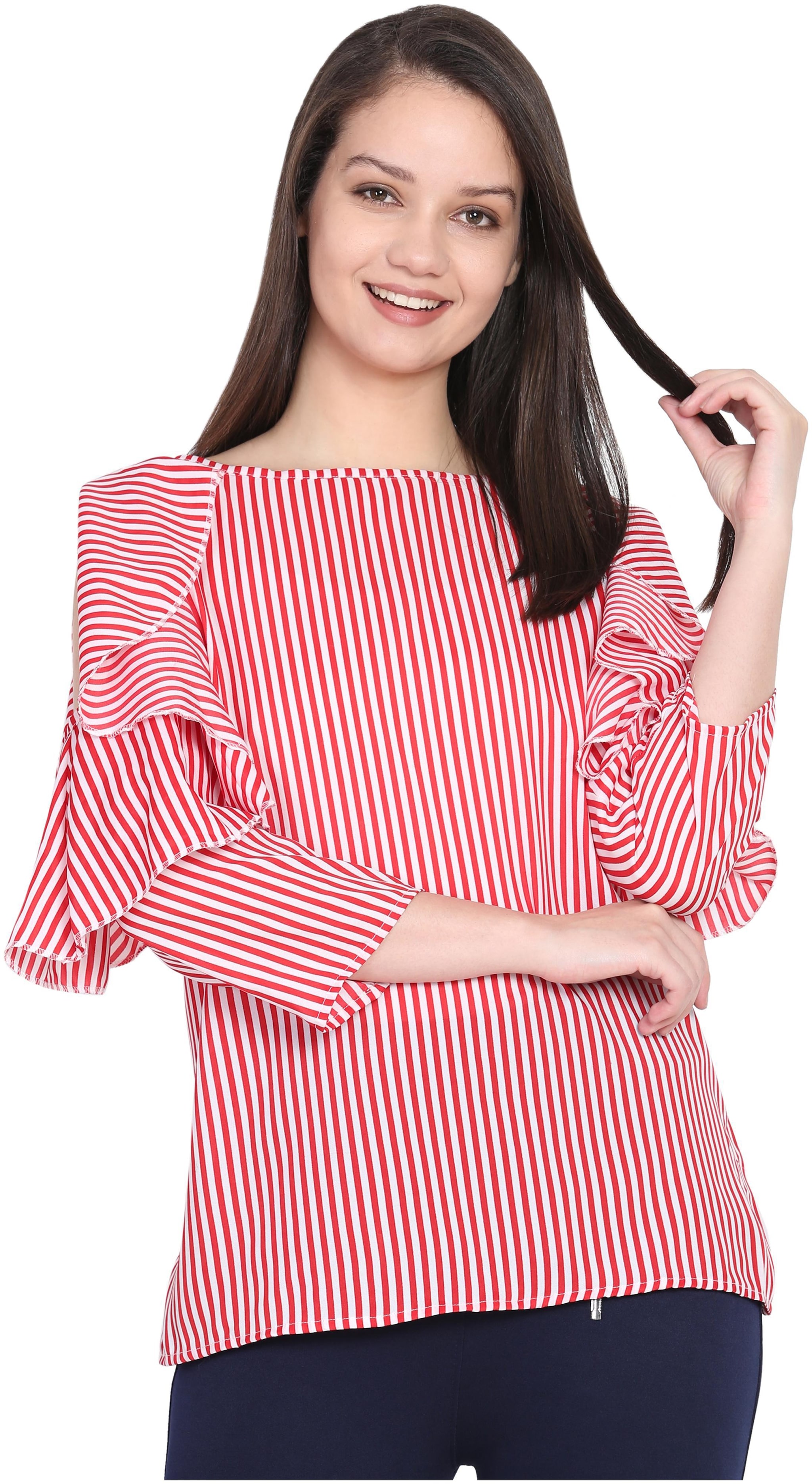 

Delux Look Women Embroidered Regular top - Red