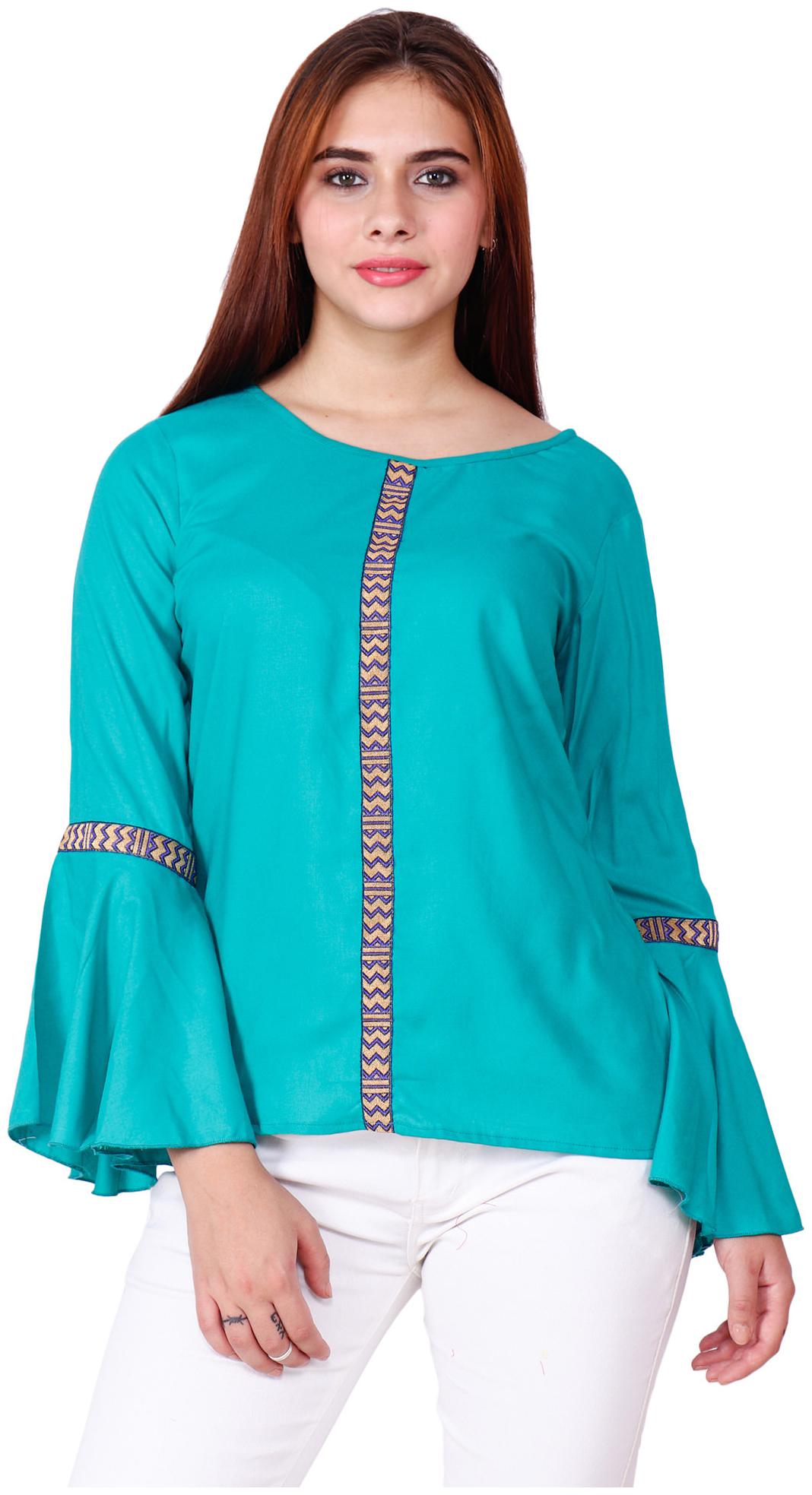 

Delux Look Women Embroidered Regular top - Blue