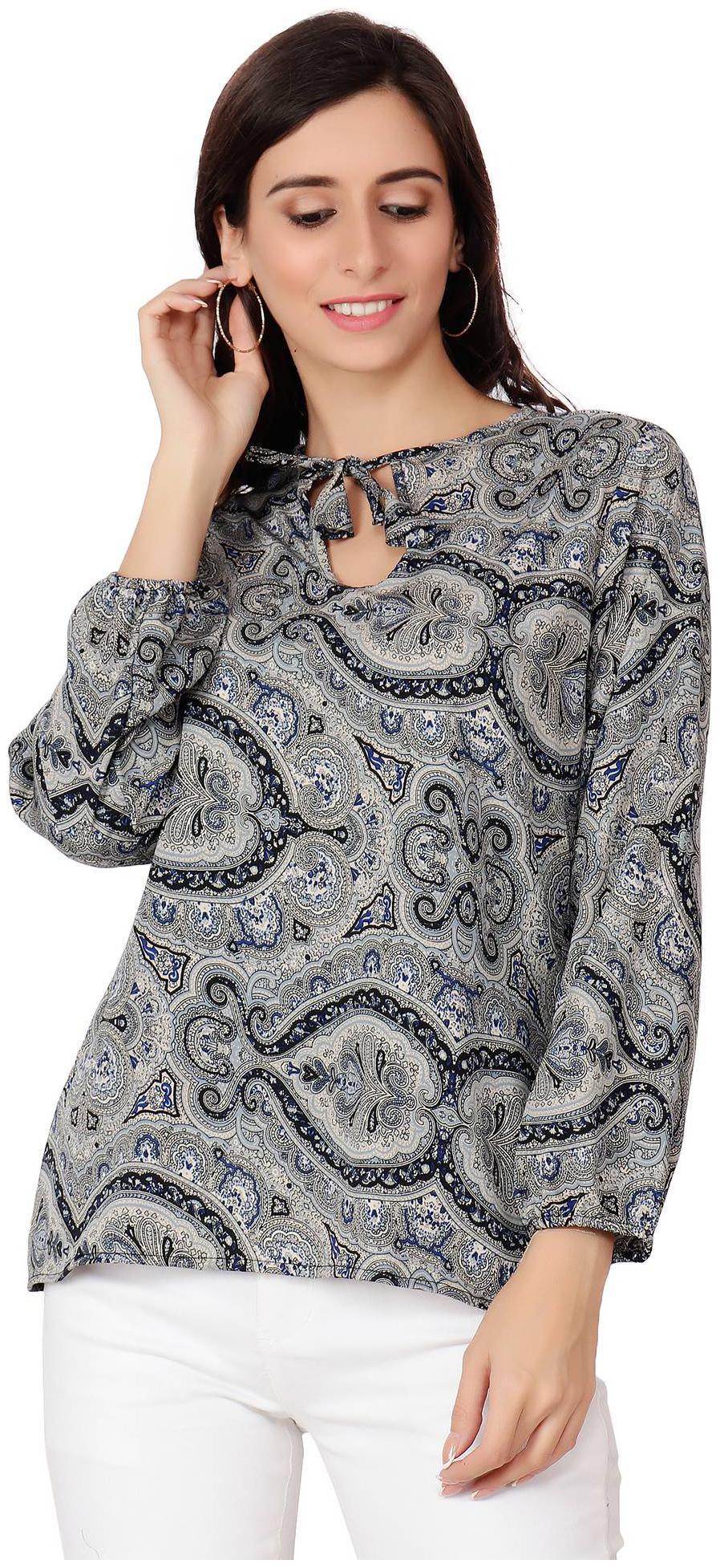 

Delux Look Women Embroidered Regular top - Grey