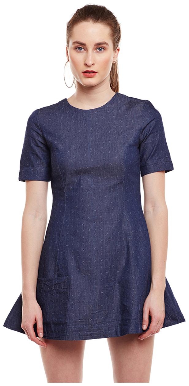 

Oxolloxo Blue Solid A-line dress