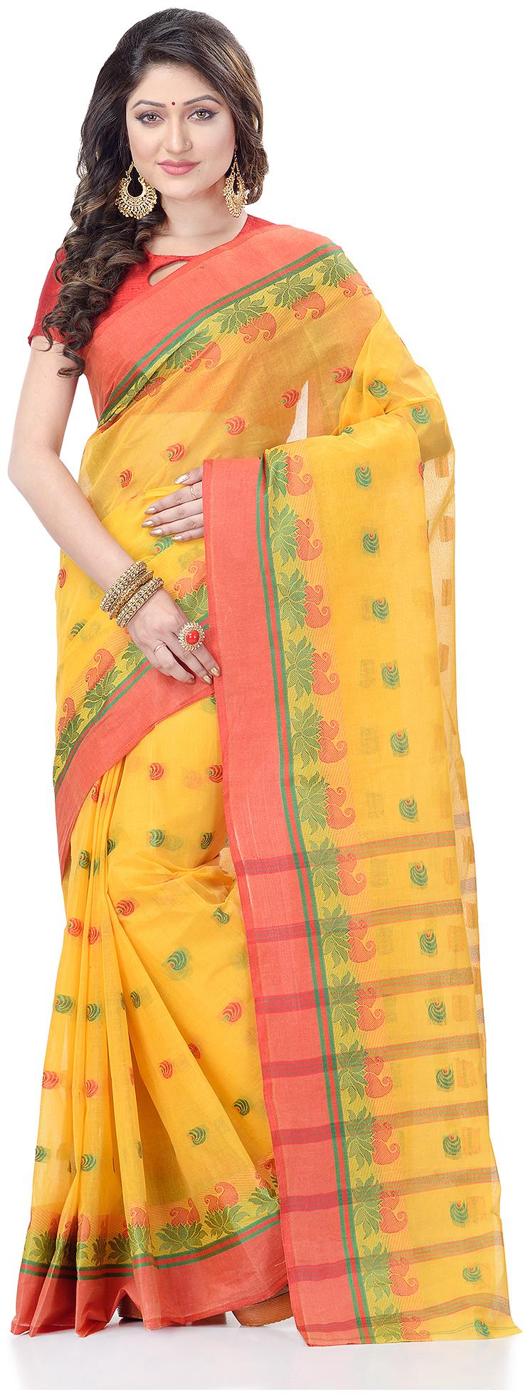 

DESH BIDESH Cotton Yellow Printed Regular Saree For Women