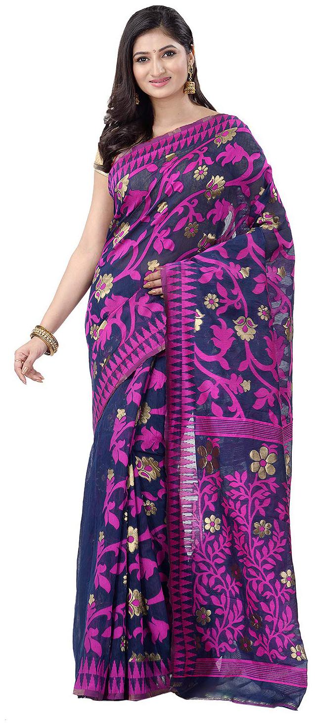 

DESH BIDESH Cotton Floral Purple Designer Saree For Women