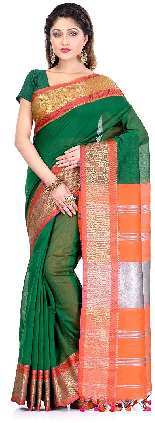 

Desh Bidesh Women Silk Saree (Dark Green Orange)