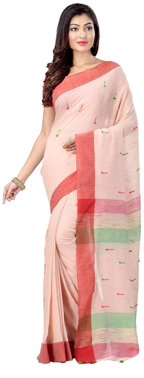 

DESH BIDESH Red Woven Bangalori Ready Pleated Saree With blouse