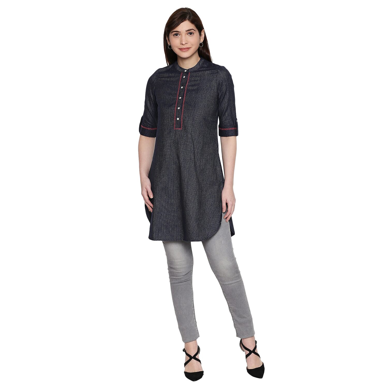

Desi Belle Navy Blue Women Tunics