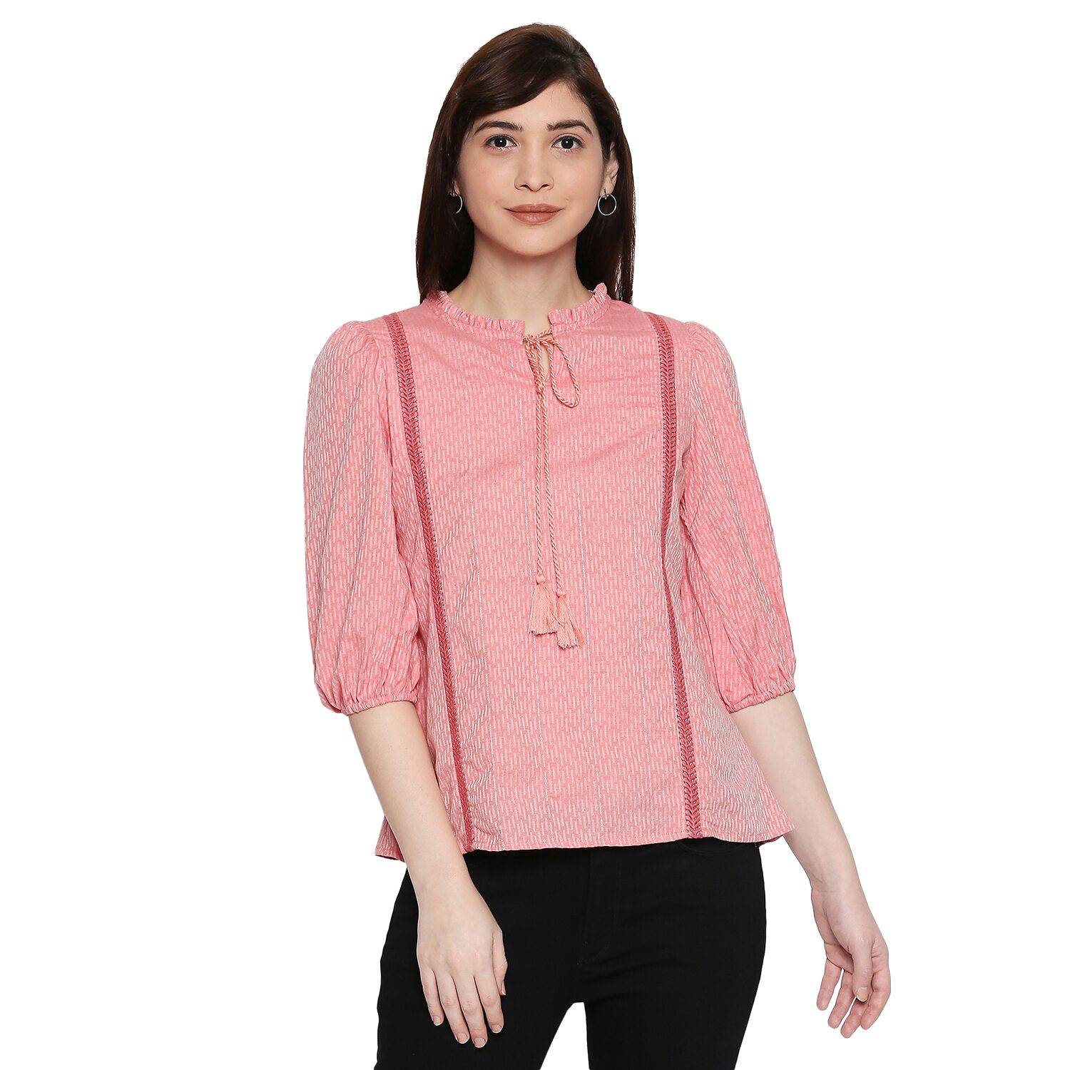 

Desi belle Women Printed Regular top - Pink