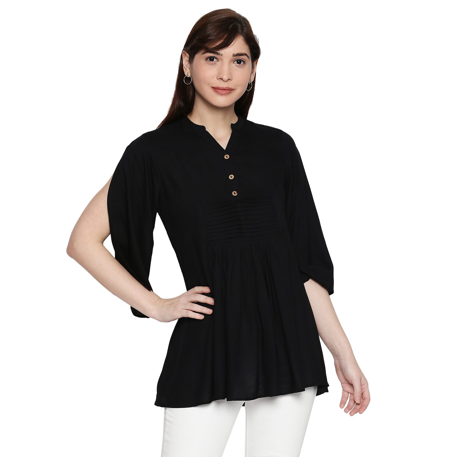 

Desi belle Women Solid Regular top - Black