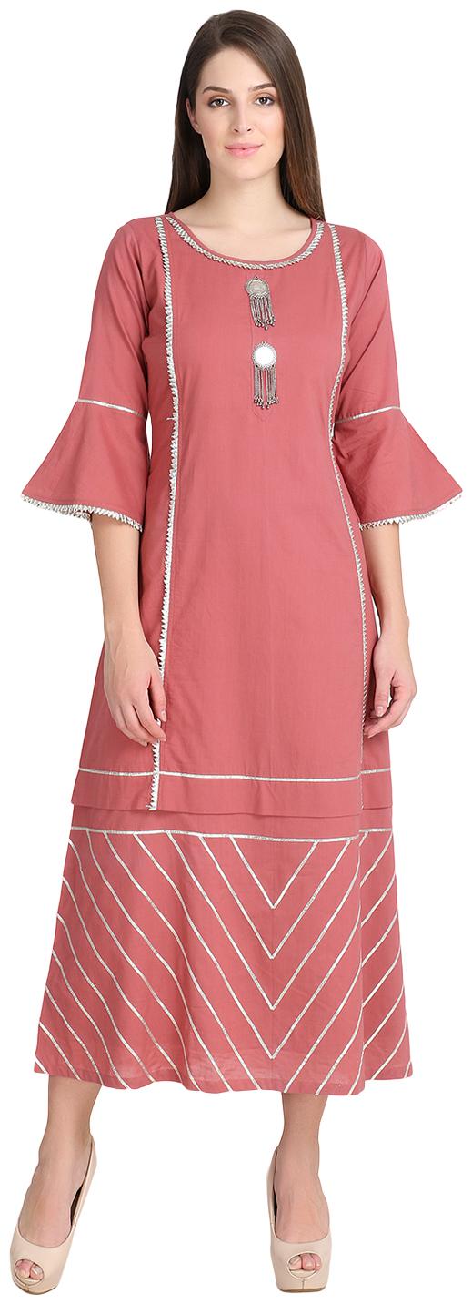 

DESI KALA Pink Geometric Fit flare dress