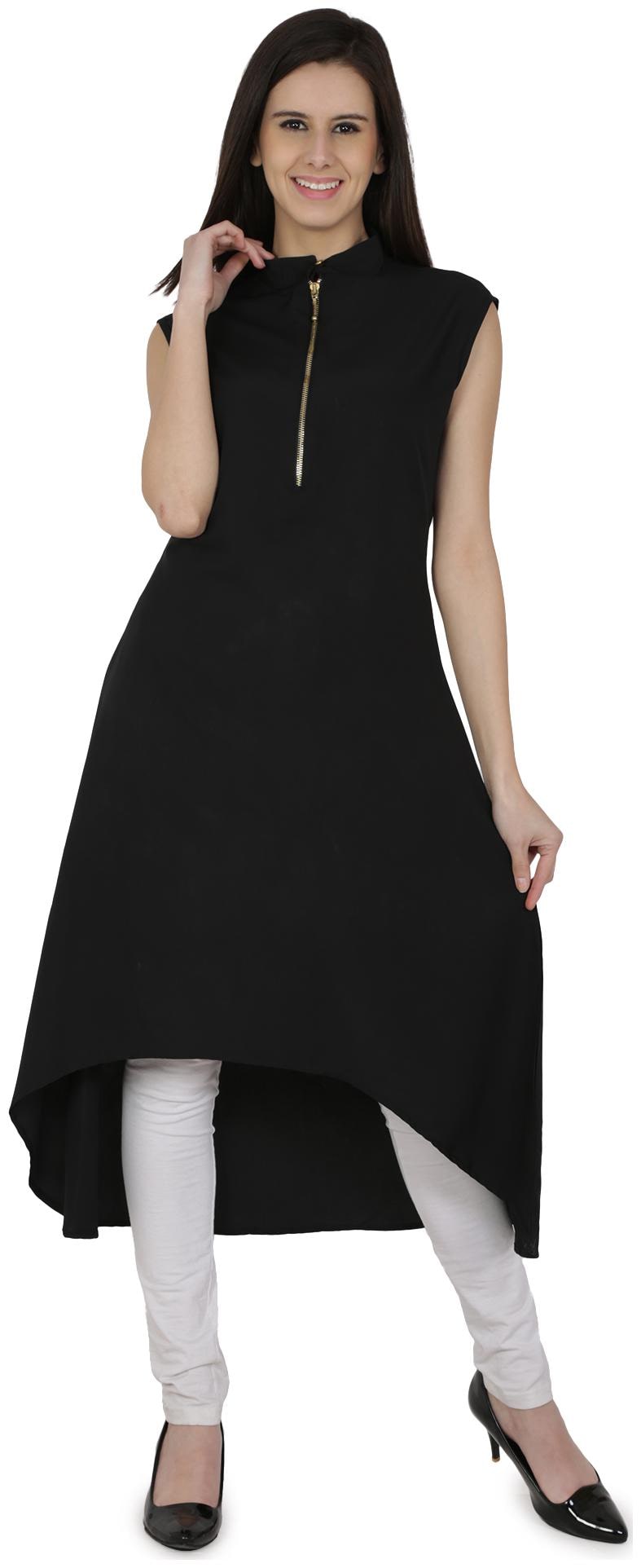 

Desi Knots Women Black Solid Assymetrical Kurta