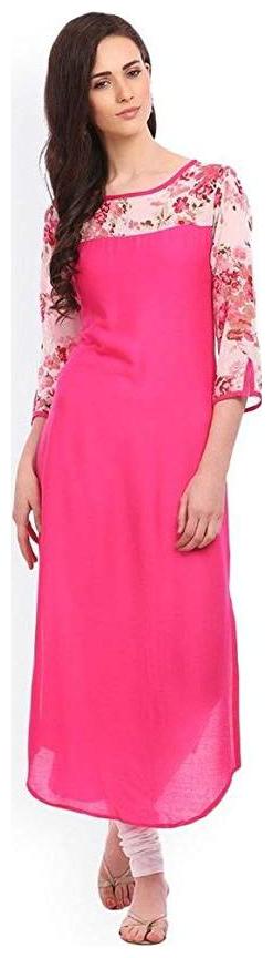 

Desi Knots Pink Floral Printed Crepe Kurti