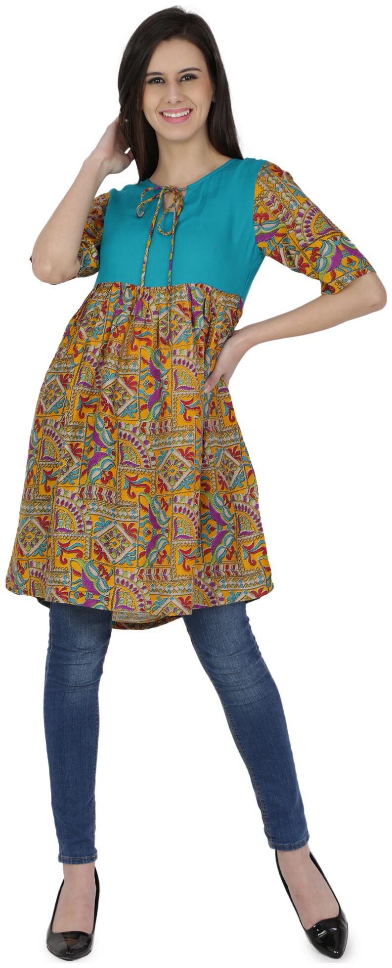 

Desi Knots Rayon Printed Short Kurta