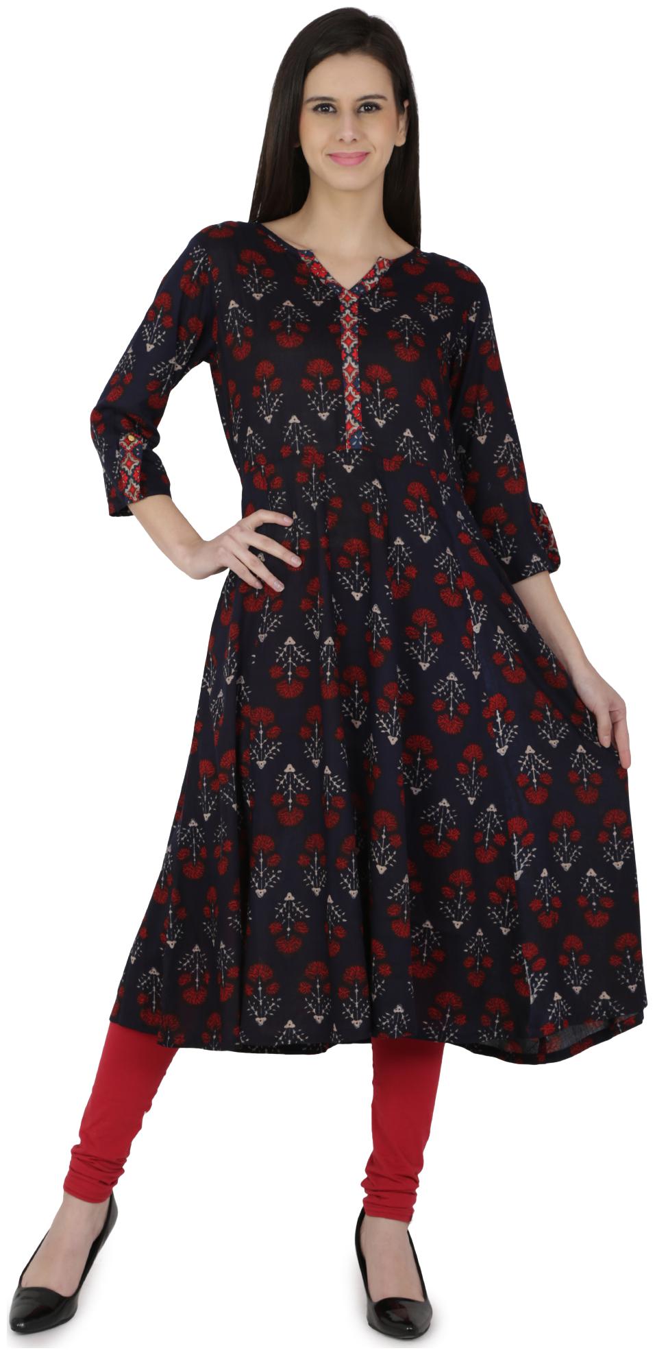 

Desi Knots Rayon Printed Flared Kurta