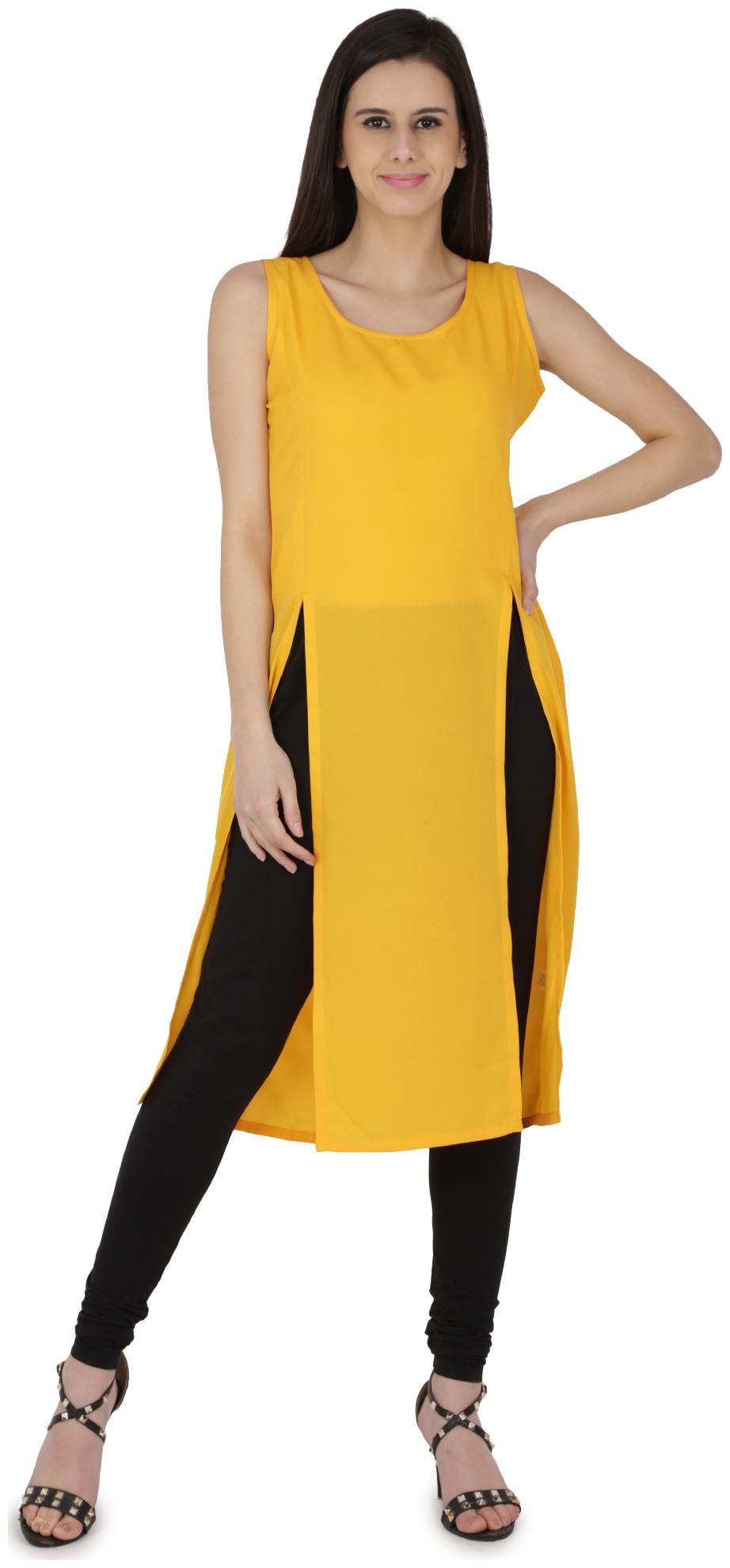 

Desi Knots Women Yellow Solid Straight Kurta