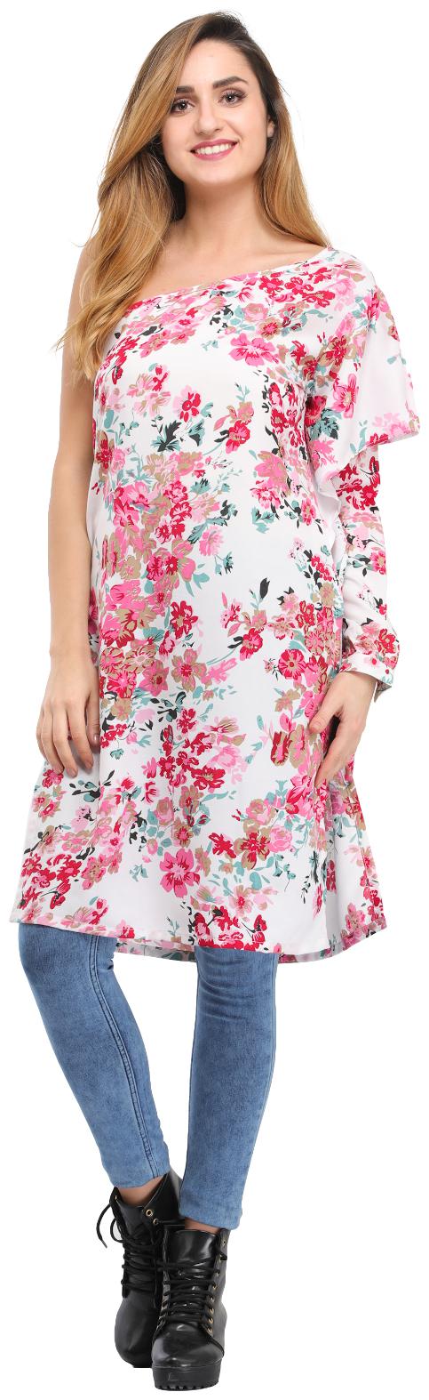 

Desi Knots Women s Designer Off Shoulder Floral Print kurti