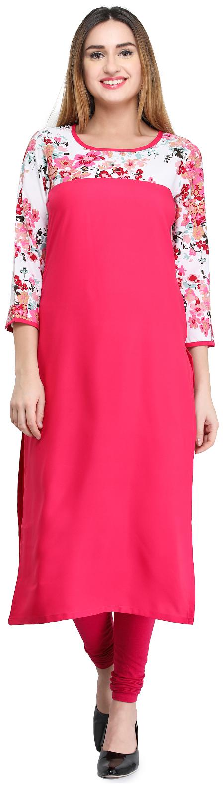 

Desi Knots Women Pink Floral Layered Kurta